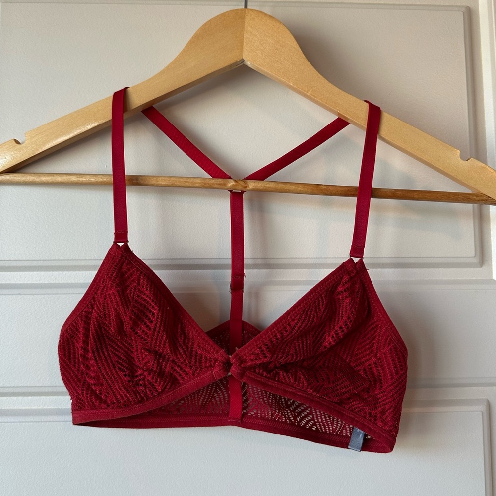 aerie Red Lace Bralette with Strappy Back